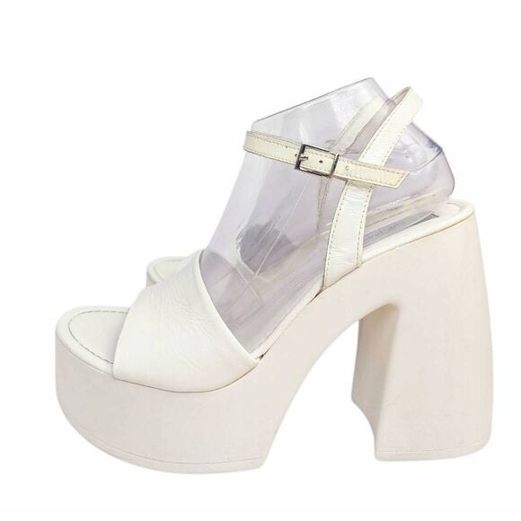Steve Madden Jordana white leather chunky platform sandal heels women's 11 - Picture 3 of 9